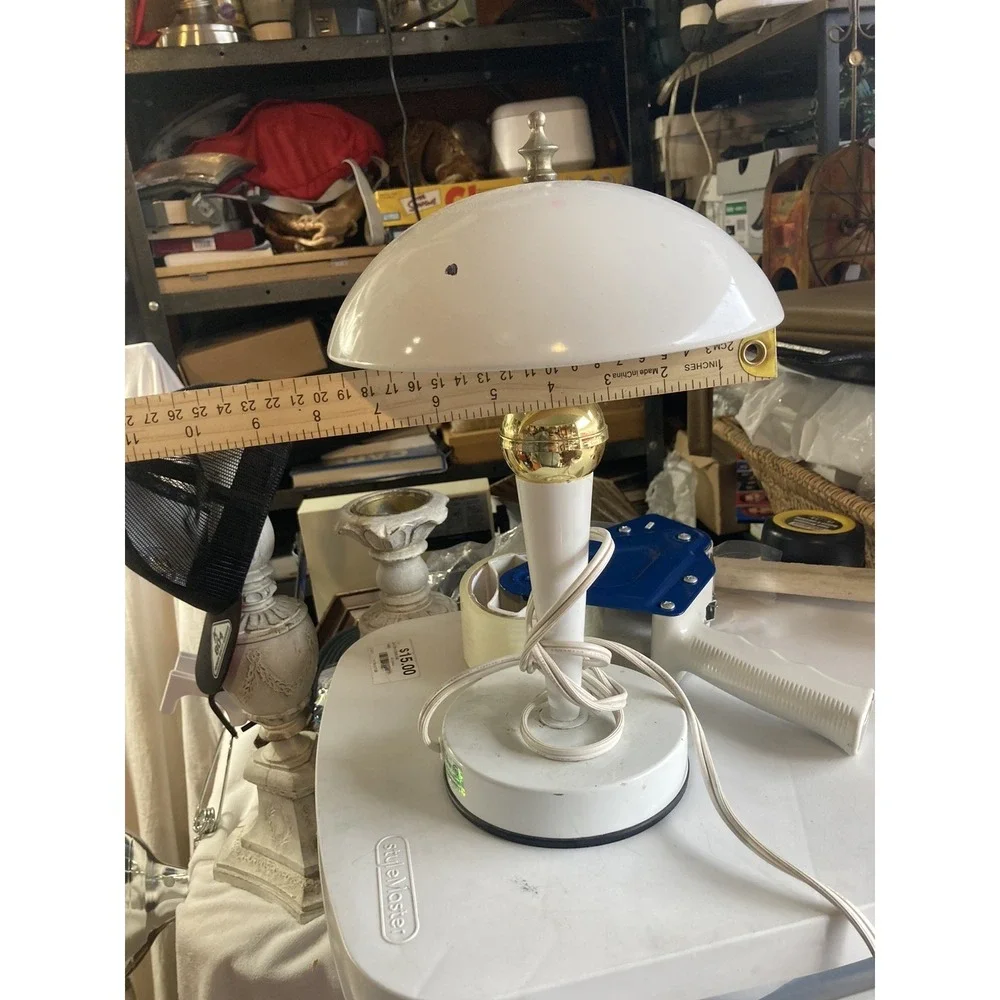Vintage Atomic Saucer Mushroom Light  White And Gold 13